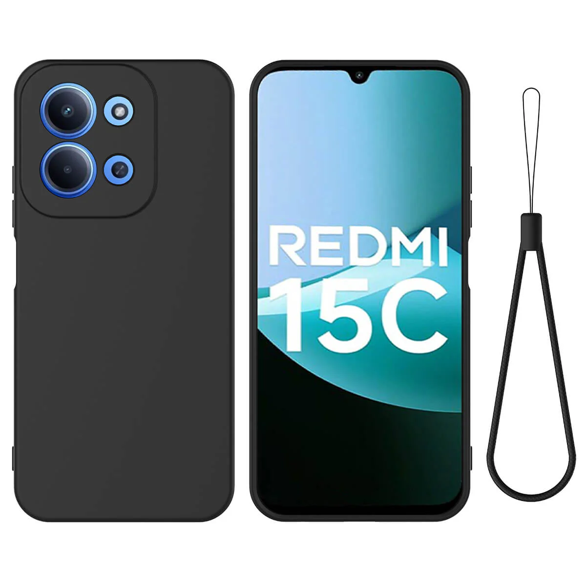 Xiaomi Redmi 15C - Silikon Gummi Hülle mit Riemen